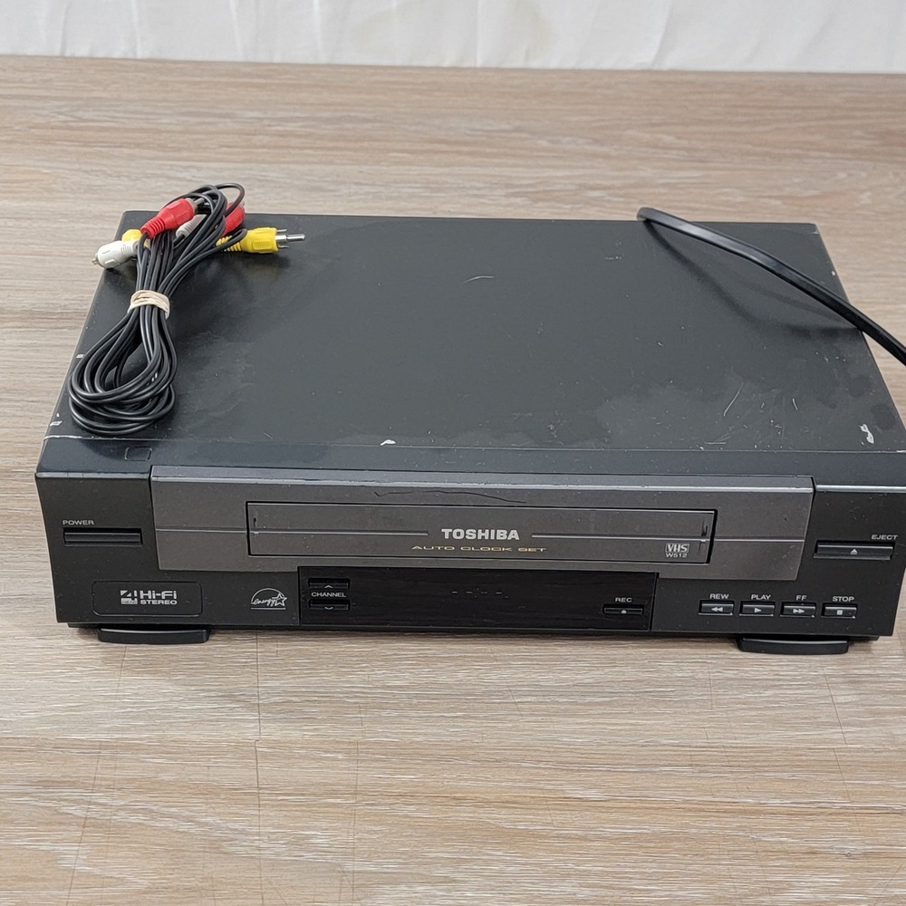 Toshiba W-512 Hi-Fi Stereo VCR 4-Head Video Cassette Recorder Black with Cables